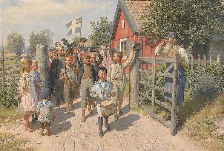 august malmstrom The old and the young Sweden oil painting image